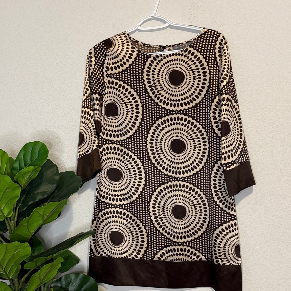 Apt. 9 Brown and tan Mod style satin Mini Dress Medium